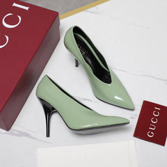 GG CLASSIC HIGH HEEL 105 IN PISTACHIO GREEN LAMBSKIN
