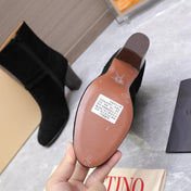 VALENTINO 25S GARAVANI VLOGO LOW BOOTS 80 MM IN BLACK SUEDE