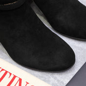 VALENTINO 25S GARAVANI VLOGO LOW BOOTS 80 MM IN BLACK SUEDE