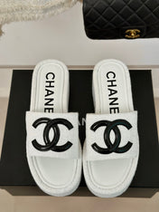 CLASSIC SLIPPERS THICK SOLE IN WHITE TWEED