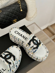 CLASSIC SLIPPERS THICK SOLE IN MULTICOLOR TWEED