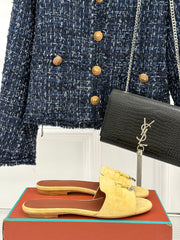 FLAT SANDALS IN YELLOW SUEDE AND LAMBSKIN