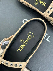 CC FLAT MULES 25SS IN BEIGE EMBELLISHED WITH RHINESTONES