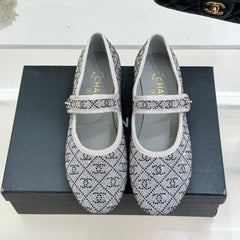 CC FLAT MARY JANE 25SS IN GREY EMBELLISHED WITH RHINESTONES