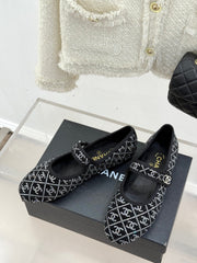 CC FLAT MARY JANE 25SS IN BLACK EMBELLISHED WITH RHINESTONES