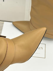 BALMAIN 25S ANTHEM BOOTS IN LIGHT CARAMEL CALFSKIN