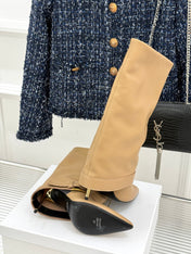 BALMAIN 25S ANTHEM BOOTS IN LIGHT CARAMEL CALFSKIN