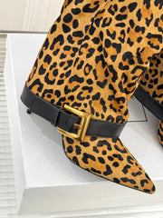 BALMAIN 25S ANTHEM BOOTS IN LEOPARD PRINT CALFSKIN