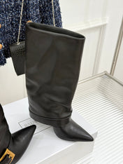BALMAIN 25S ANTHEM BOOTS IN BLACK CALFSKIN
