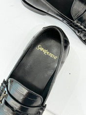 YSL 25S LOAFERS IN BLACK EMBOSSED LAMBSKIN