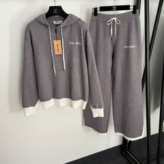 MIUMIU KNIT TOP AND STRAIGHT-LEG PANTS SET STYLE 221