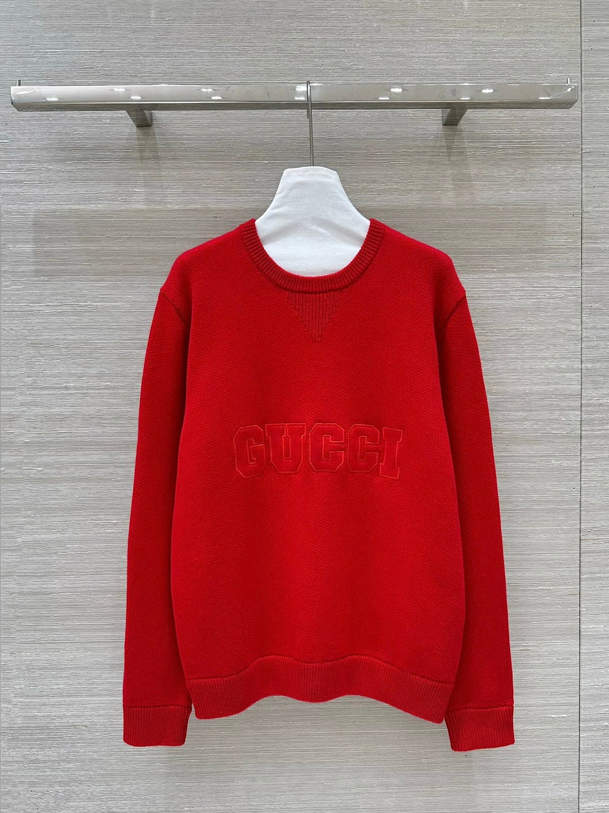 Gucci 25 Embroidered Pullover Sweater Red Wool
