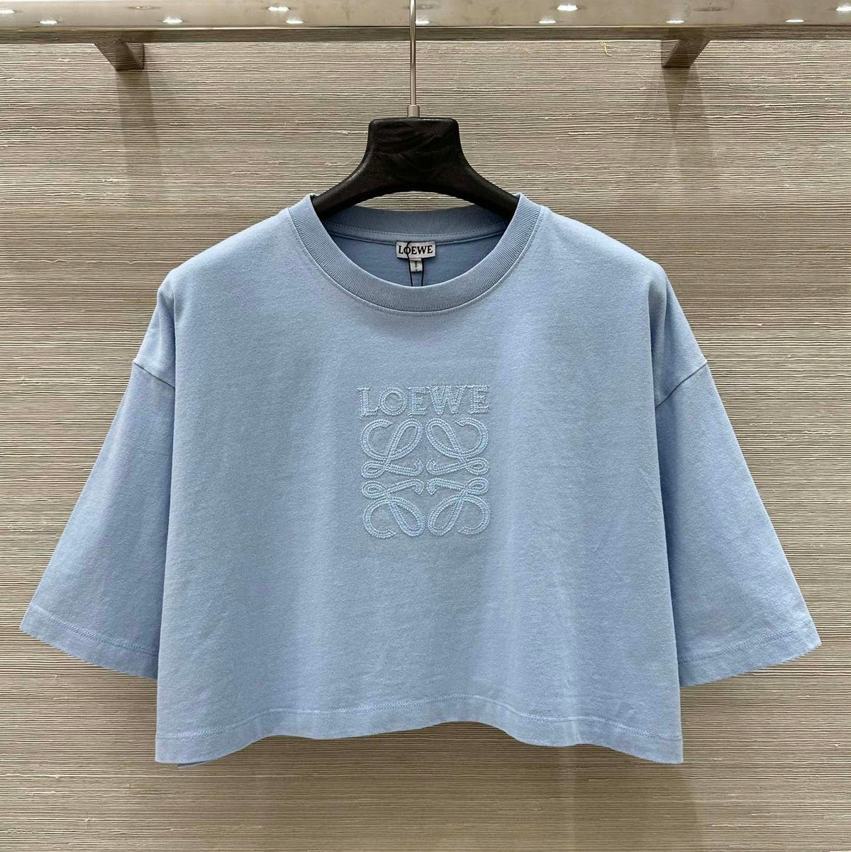 Loewe 25 Cropped Anagram T-Shirt Blue Cotton