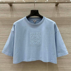 Loewe 25 Cropped Anagram T-Shirt Blue Cotton