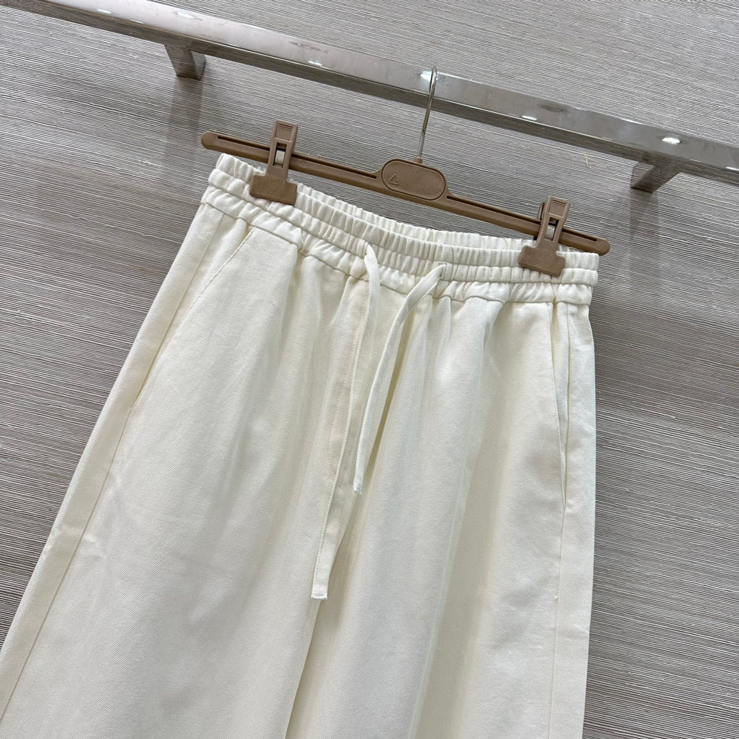 Loewe 25 Denim Wide-leg Cropped Pants White Cotton