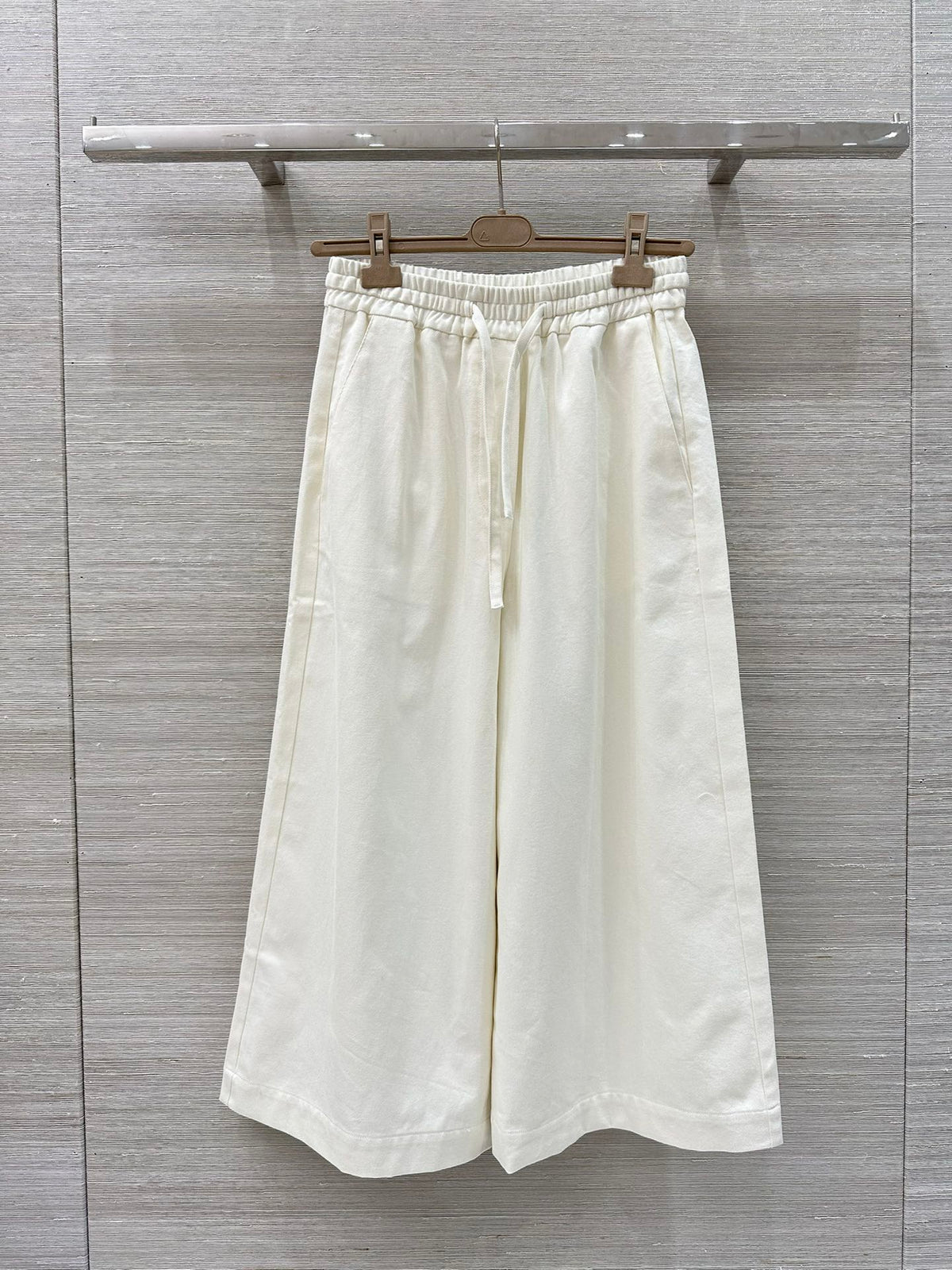 Loewe 25 Denim Wide-leg Cropped Pants White Cotton