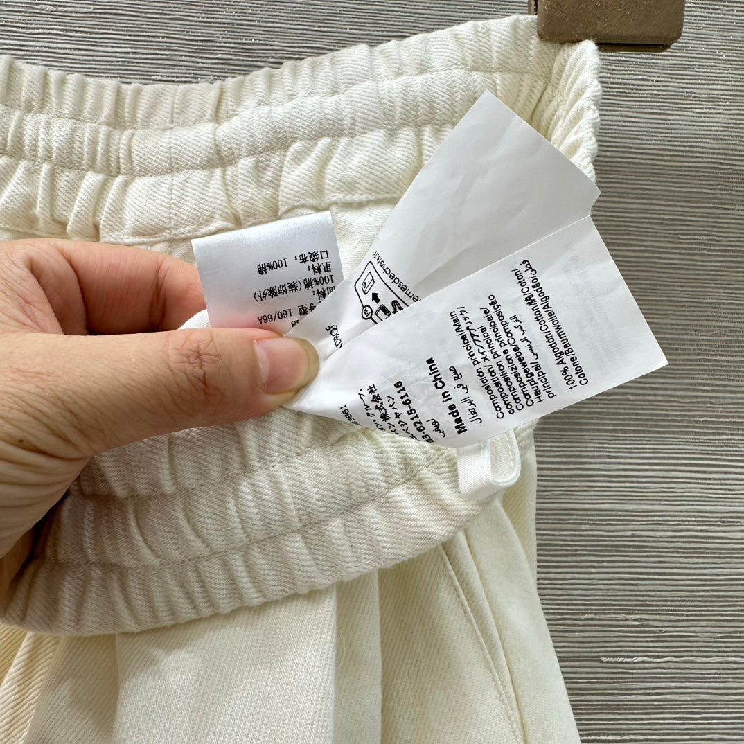 Loewe 25 Denim Wide-leg Cropped Pants White Cotton