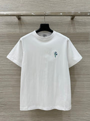 Loewe Floral Embroidered Short-sleeved T-shirt White Cotton