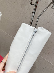 VALENTINO 25S KNEE-HIGH BOOTS IN WHITE CALFSKIN STYLE 9