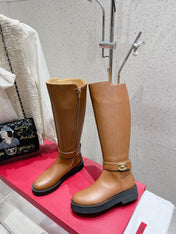 VALENTINO 25S KNEE-HIGH BOOTS IN BROWN CALFSKIN STYLE 8