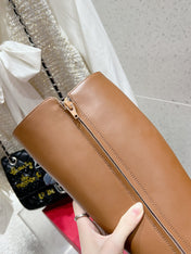 VALENTINO 25S KNEE-HIGH BOOTS IN BROWN CALFSKIN STYLE 8