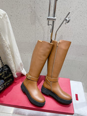VALENTINO 25S KNEE-HIGH BOOTS IN BROWN CALFSKIN STYLE 8