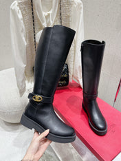 VALENTINO 25S KNEE-HIGH BOOTS IN BLACK CALFSKIN STYLE 7