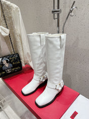 VALENTINO 25S KNEE-HIGH BOOTS IN WHITE CALFSKIN STYLE 3
