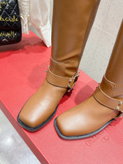 VALENTINO 25S KNEE-HIGH BOOTS IN BROWN CALFSKIN STYLE 2