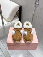 MM SHEARLING SHOES IN BROWN AND WHITE SUEDE