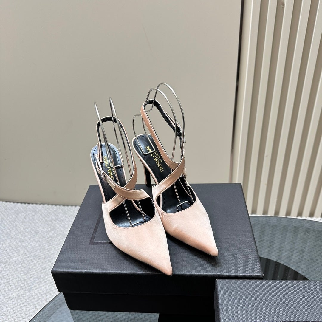 SL CROSS-STRAP SLINGBACK PINK NUDE SATIN