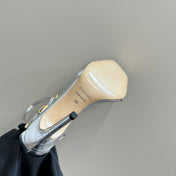 HIGH-HEELED SANDAL IN SILVER CALFSKIN