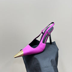 SL JEANNE SLINGBACK PUMPS NEON PINK SATIN