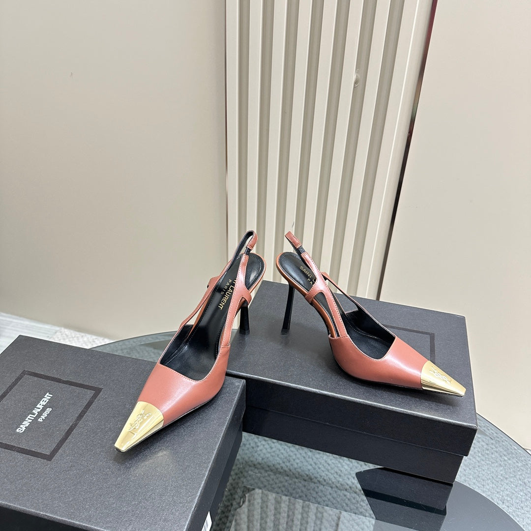 SL JEANNE SLINGBACK PUMPS BRICK CALFSKIN