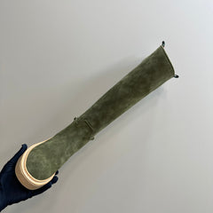 SLIM HORSEBIT KNEE BOOTS WITH WEB IN KHAKI GREEN SUEDE