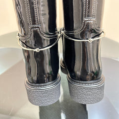 SLIM HORSEBIT KNEE BOOTS WITH WEB IN BLACK GLOSSY CALFSKIN