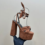 BIANCA PLATFORM SANDALS IN SIENNA BROWN SUEDE