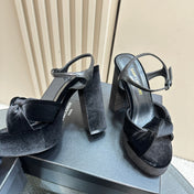 BIANCA PLATFORM SANDALS IN BLACK VELVET