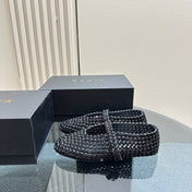 BALLET FLATS IN GLASS EYELET SUEDE GOATSKIN BLACK