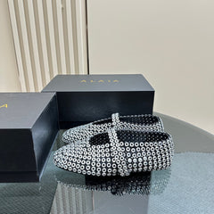 BALLET FLATS IN GLASS EYELET SUEDE GOATSKIN WHITE