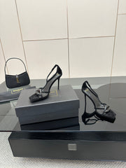 BALMAIN 25S LIPS SANDALS 10 IN BLACK SUEDE