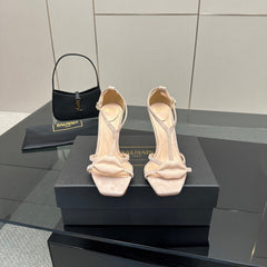 BALMAIN 25S LIPS SANDALS 10 IN BLUSH BEIGE SUEDE