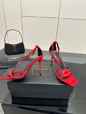 BALMAIN 25S LIPS SANDALS 10 IN CRIMSON RED SUEDE