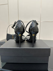 BALMAIN 25S LIPS SANDALS 10 IN BLACK CALFSKIN