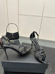 BALMAIN 25S LIPS SANDALS 10 IN BLACK CALFSKIN