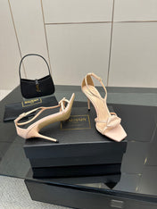 BALMAIN 25S LIPS SANDALS 10 IN BLUSH BEIGE CALFSKIN