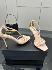 BALMAIN 25S LIPS SANDALS 10 IN BLUSH BEIGE CALFSKIN