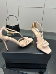 BALMAIN 25S LIPS SANDALS 10 IN BLUSH BEIGE CALFSKIN