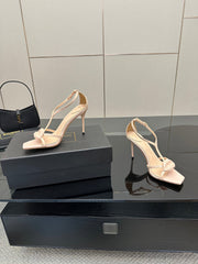 BALMAIN 25S LIPS SANDALS 10 IN BLUSH BEIGE CALFSKIN