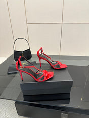 BALMAIN 25S LIPS SANDALS 10 IN CRIMSON RED CALFSKIN